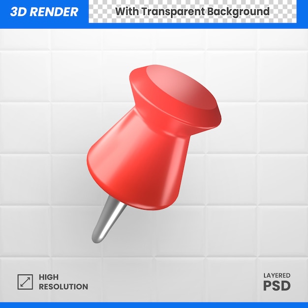 PSD 3d red push pin