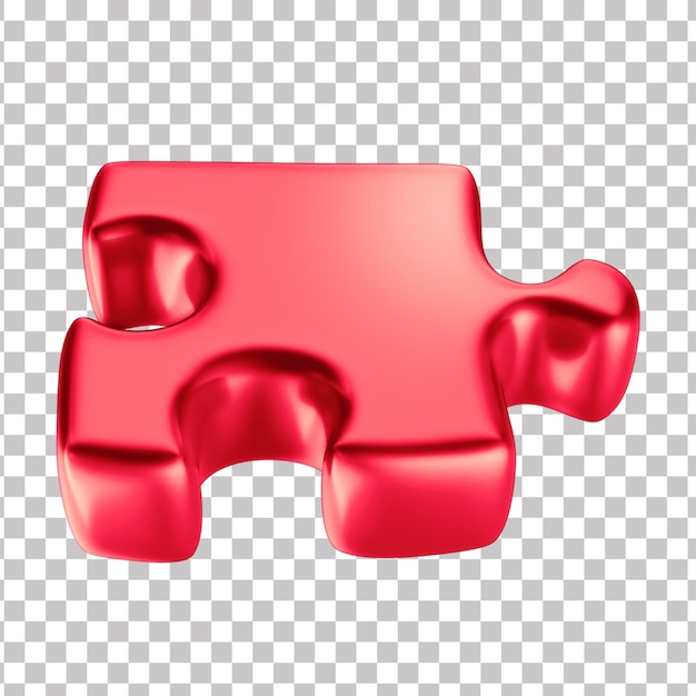 3D Red Puzzle Piece for Autism Awareness Campaign April Blue Transparent Background