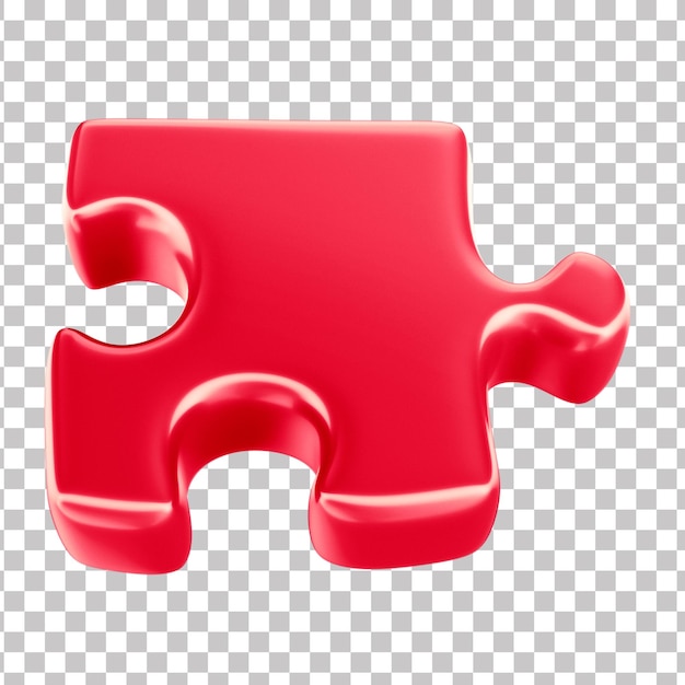 PSD 3d red puzzle piece for autism awareness campaign april blue transparent background