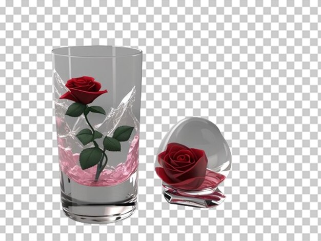 PSD 3d red roses in a glass