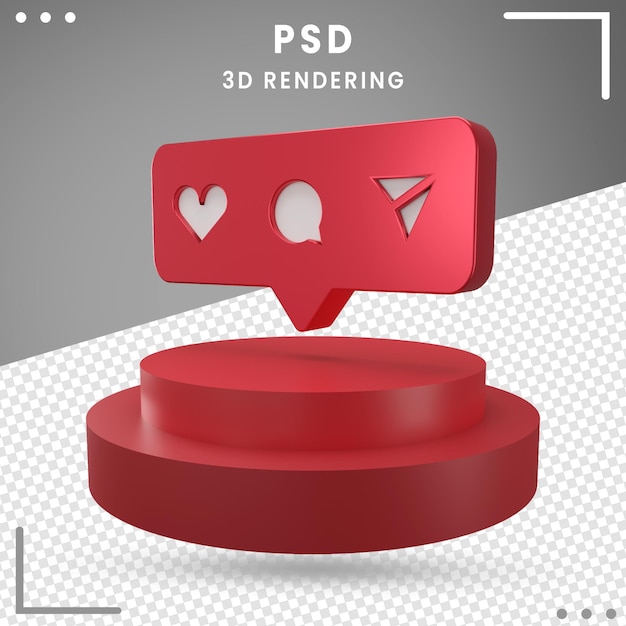 3d red rotated logo icon instagram isolated in 3d rendering