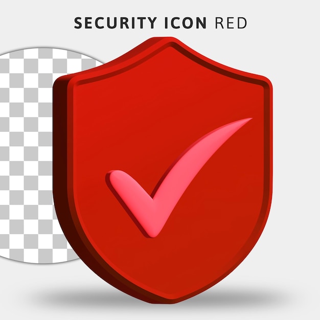 3d red security icon on transparent background