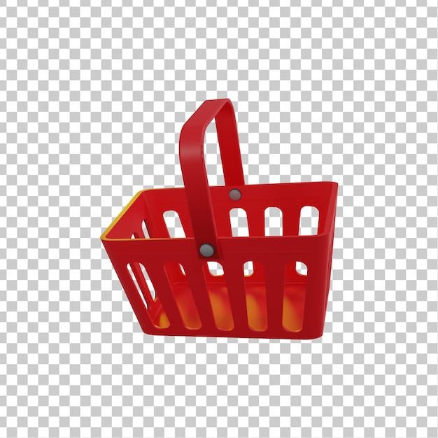 3d red shopping basket isolated