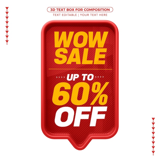 3d red text box sale with up to 60% discount