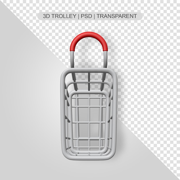 3D Red Transparent Trolley Top Angle