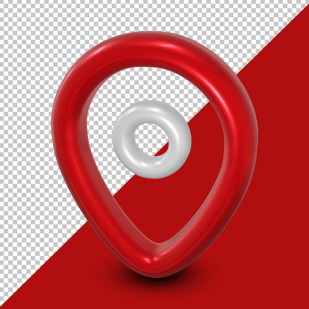 3d red and white location icon rendering