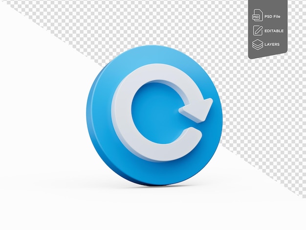 PSD 3d refresh icon reload icon isolated on white background 3d illustration