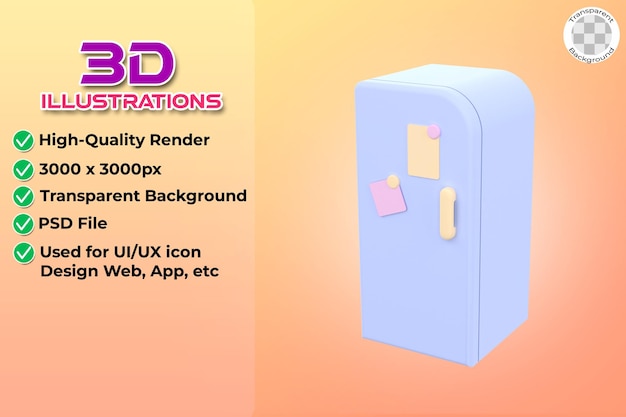 PSD 3d-холодильник для предметов интерьера