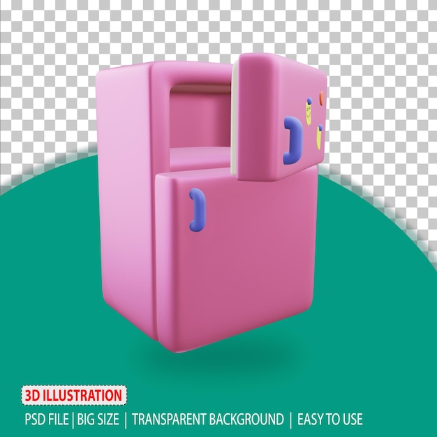 3d refrigerator icon home tools rendering with transparent background