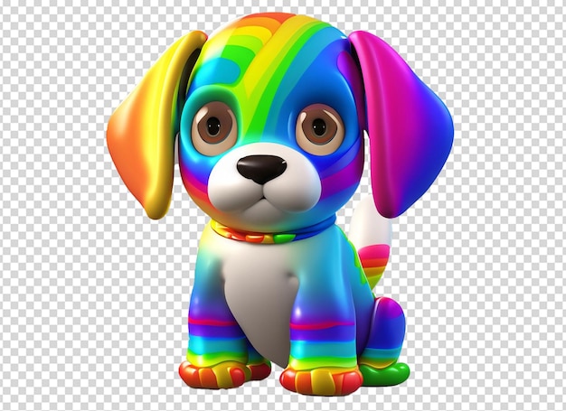 3D regenboog baby hond