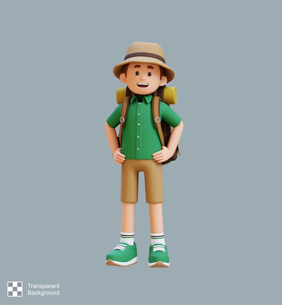 3D-reiziger met hand op heup
