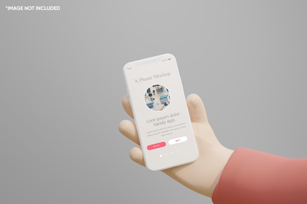 3d Ręka Kreskówka Trzymać Smartfon Gliny Makieta