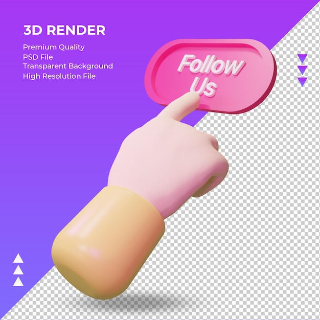 3d Ręka Podążaj Za Nami Renderuje Prawy Widok