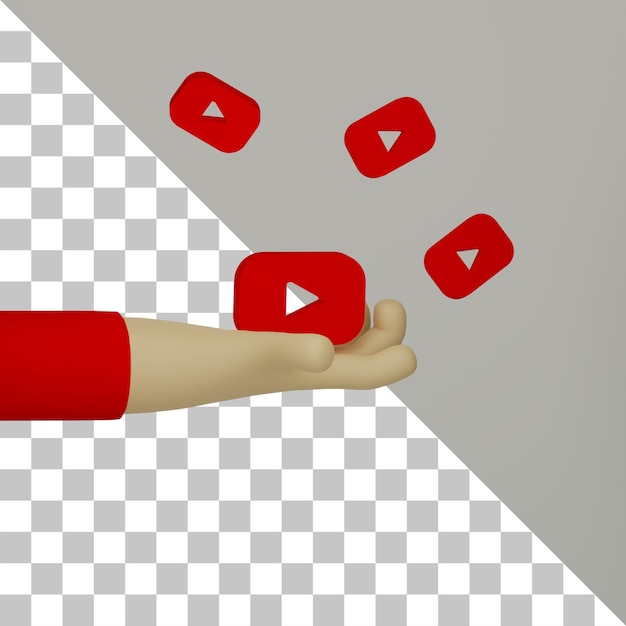 3d Ręka Trzyma Logo Youtube Do Ilustracji Koncepcji Marketingowej