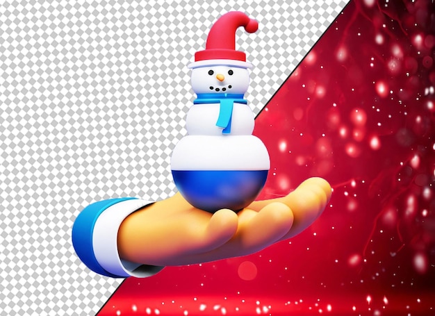 PSD 3d ręka trzymająca świąteczne ozdoby