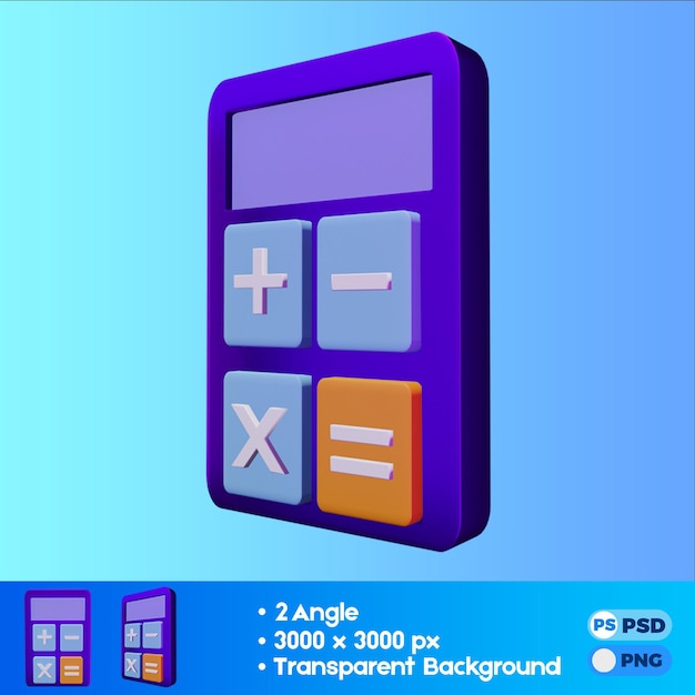 PSD 3d rekenmachine financiën pictogram