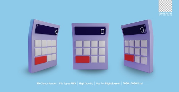 PSD 3d rekenmachinepictogram op geïsoleerde transparante achtergrond