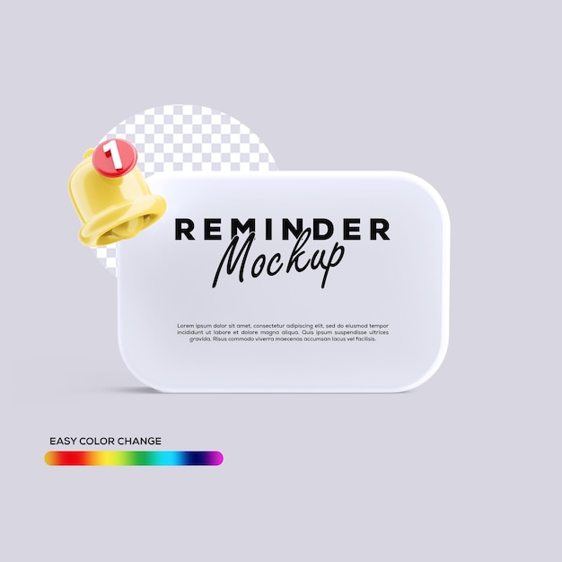 3D reminder mockup easy color change