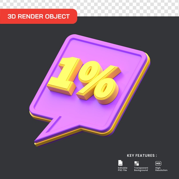 eコマースやオンラインショッピングのイラストに役立つ3Dレンダリング1％セールプロモーション割引