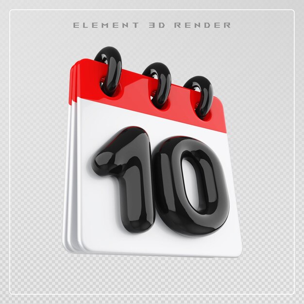 3D Render 10 on Calendar icon