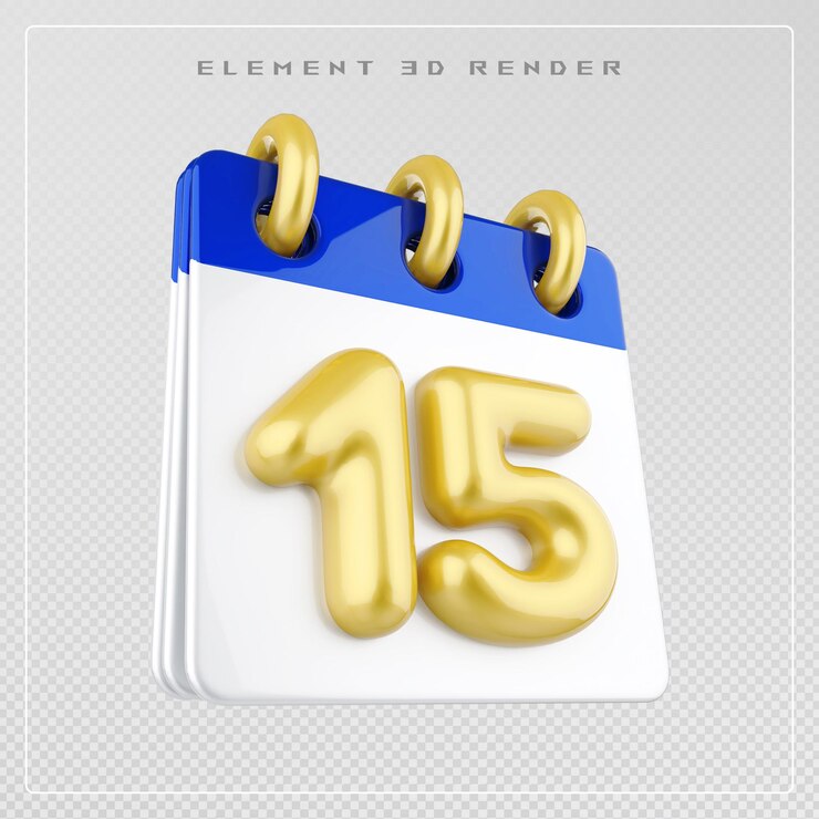 PSD 3d-рендер 15 на иконе календаря