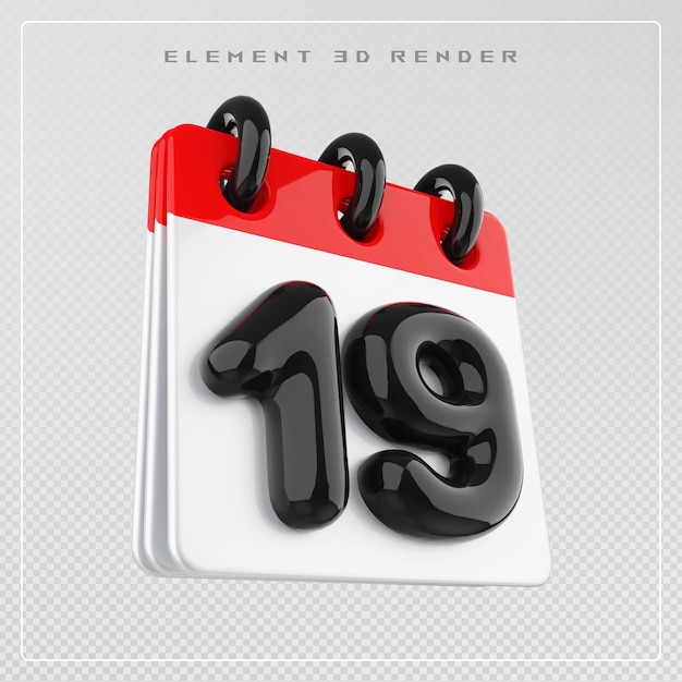 3D Render 19 on Calendar icon