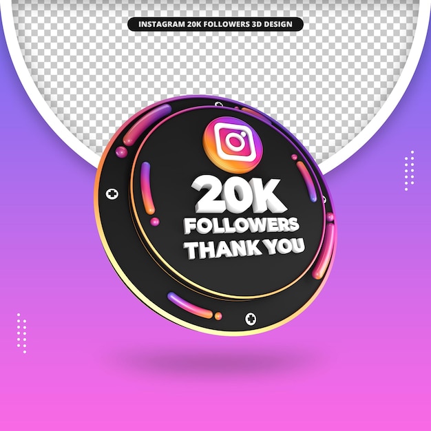 3d render 20k volgers op instagram-ontwerp