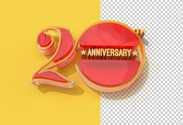 3d render 20th years anniversary celebration file psd trasparente.