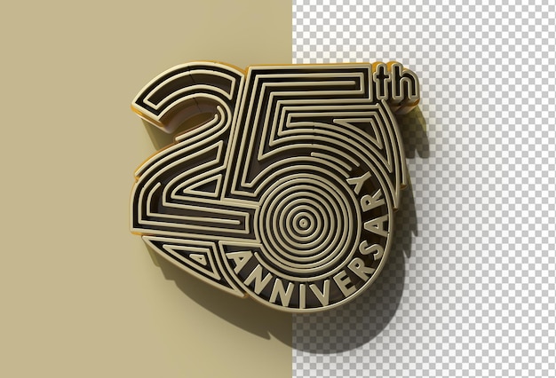 3d render 25-jarig jubileumfeest transparant psd-bestand.