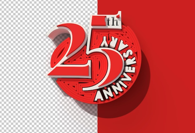 3d render 25-jarig jubileumfeest transparant psd-bestand