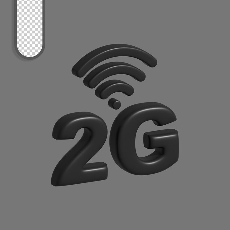 PSD 3d render of 2g wireless signal icon