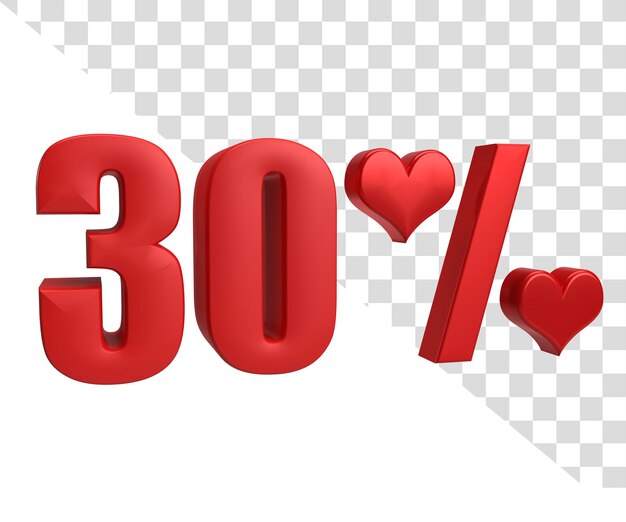 3d 렌더링 30% 할인 투명 배경