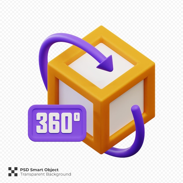 3d Render 360 Widok Ikony Ilustracja Premium Psd