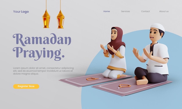 3d render 3d-rendering bid samen in de speciale maand ramadan