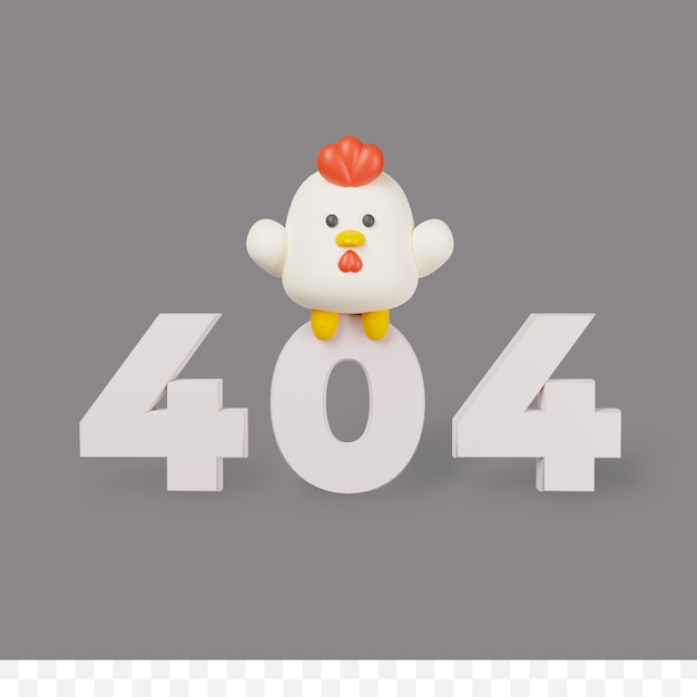 3d render 404 error with chicken concept