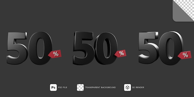 PSD 3d render of 50 percent