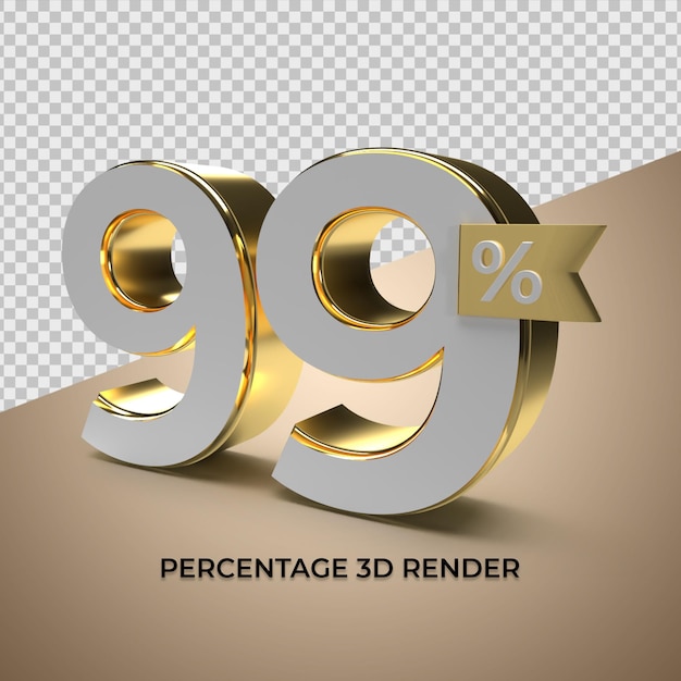 Rendering 3d in stile oro 99% per elemento prodotto promozionale di vendita scontata