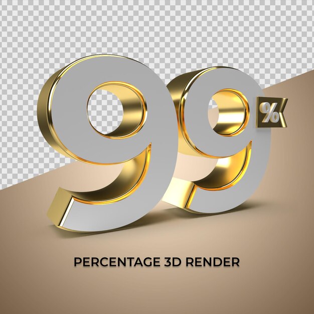 3d render 99 procent gouden stijl voor kortingsverkoop promo productelement
