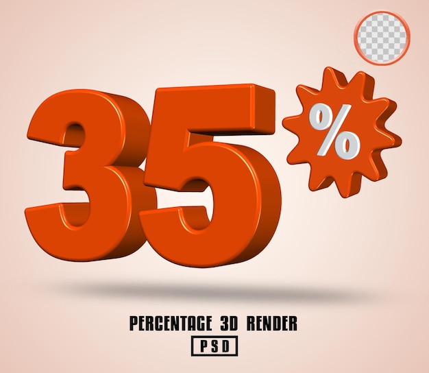 3d render aantal percentage oranje kleur