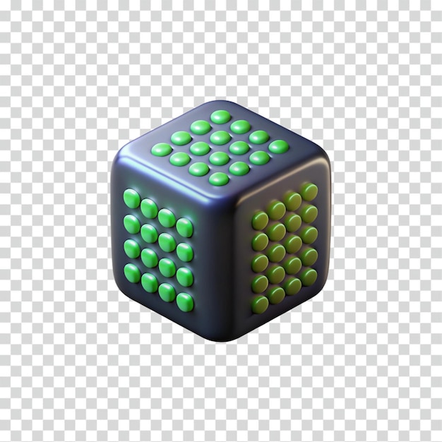 3D Render of Abstract Cube with Green Buttons