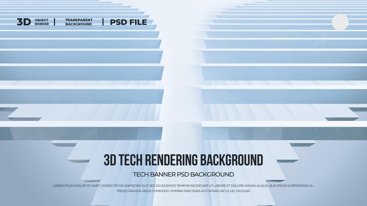 PSD 3d render abstract line step ladder technology banner background psd