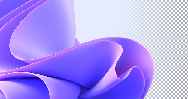 3d 렌더링 추상 현대 다중 레이어 배경 모양 꽃에 보라색 접힌 리본 물결 모양의 패브릭 레이어가 있는 패션 벽지 선 프릴 그라데이션 텍스처 매크로 패턴 3D 그림