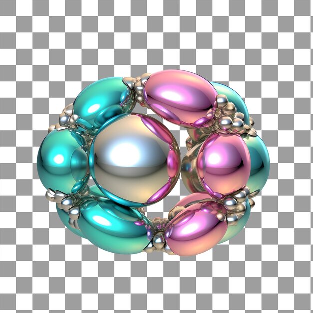 3d render abstract organic holographic shapes with chrome effect