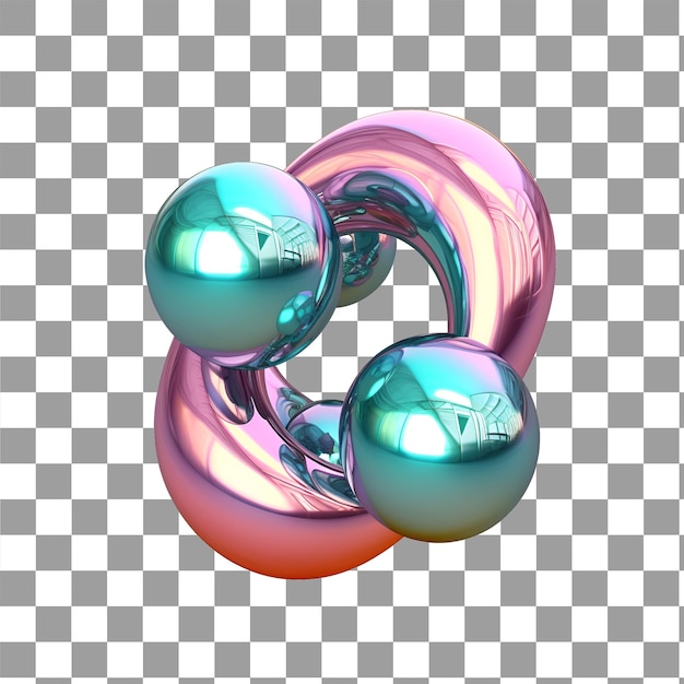 3D RENDER ABSTRACT ORGANIC HOLOGRAPHIC SHAPES WITH CHROME EFFECT