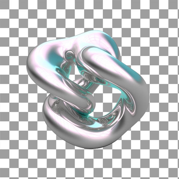 3D RENDER ABSTRACT ORGANIC HOLOGRAPHIC SHAPES WITH CHROME EFFECT