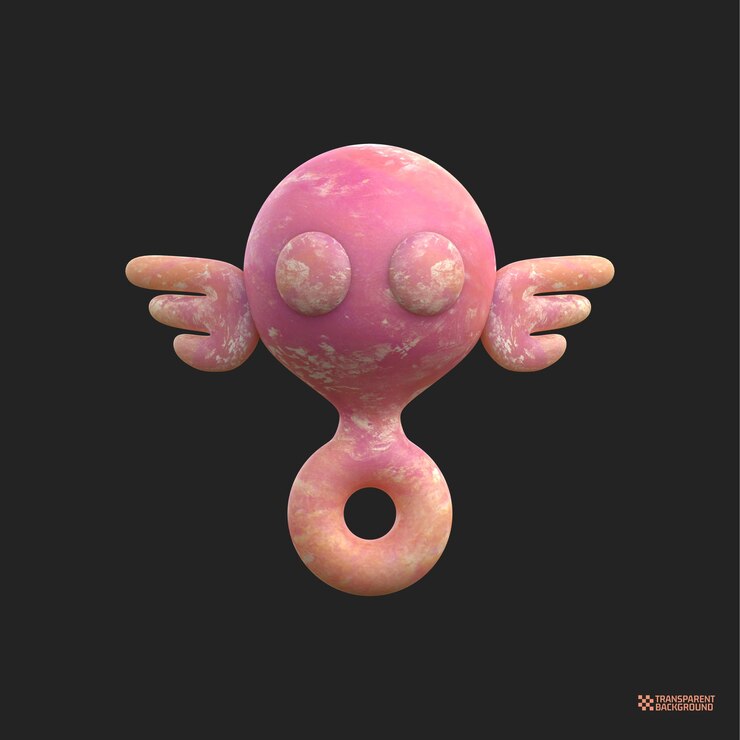 PSD 3d render abstract peach geometric shape