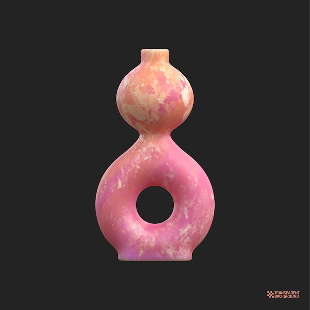 PSD 3d render abstract peach geometric shape