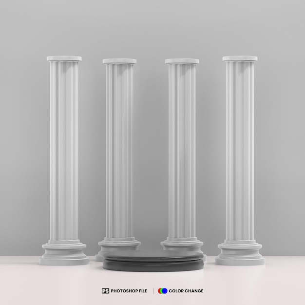 3d render abstract podium with pillar