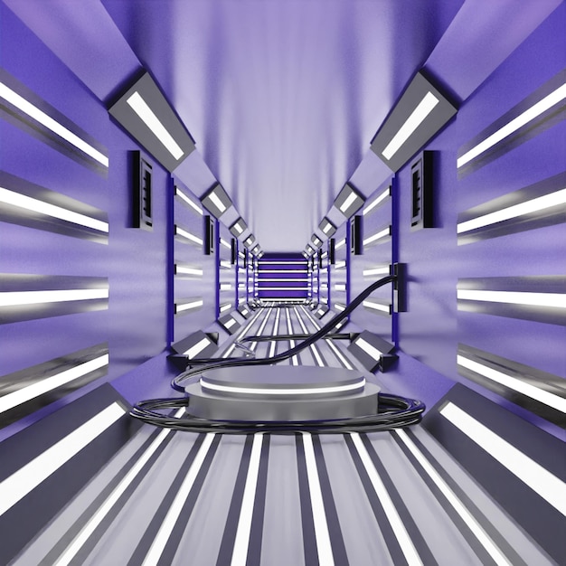 3d render abstract purple glowing sci fi futuristic corridor design high quality