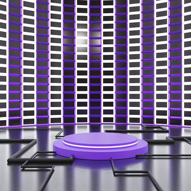 3D render abstract purple podium on purple background High quality